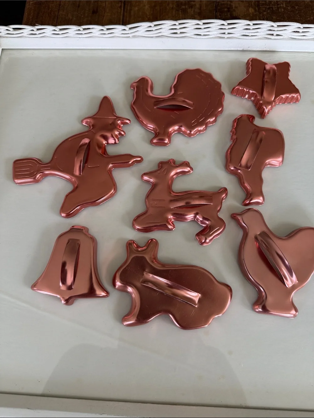 Vintage Copper Tone Aluminum Cookie Cutters Set of 8